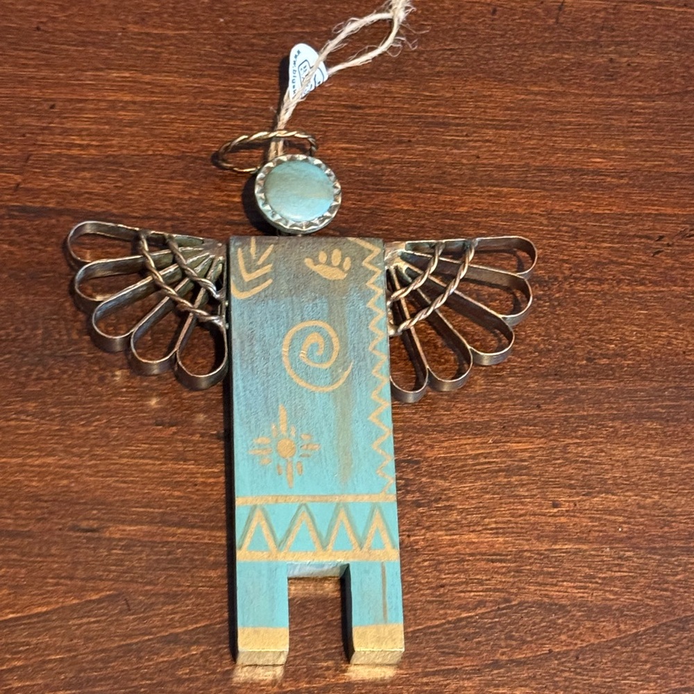 Big Sky Carvers Southwest Native Turquoise & Gold Decorative Angel Ornament